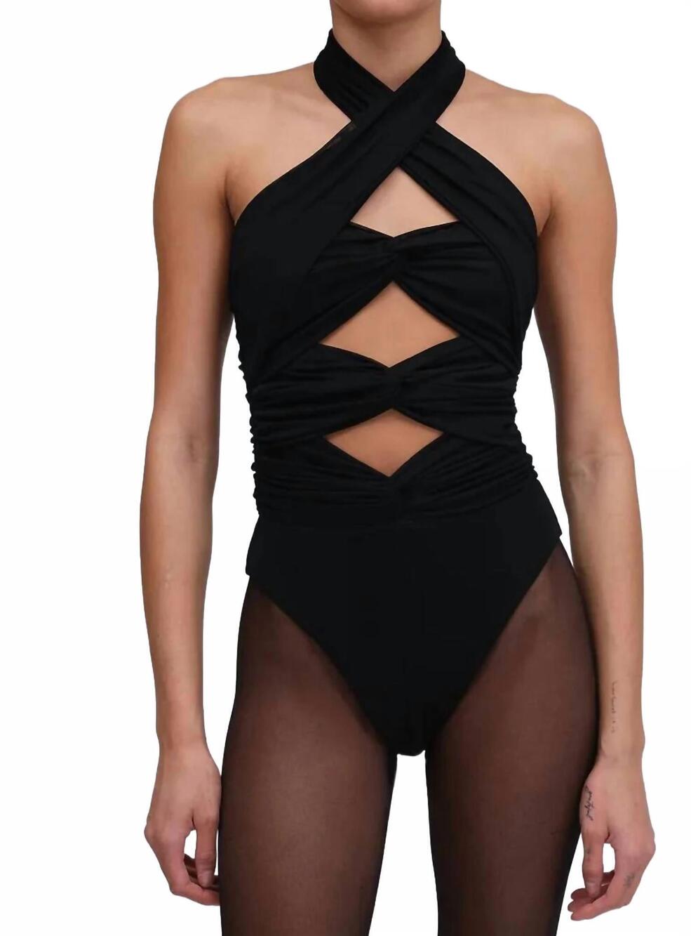 NEW RONNY KOBO ron bodysuit in black